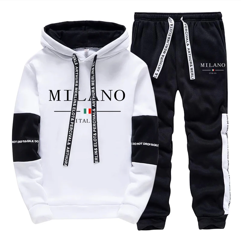 Mens Fashion Casual 2026 - طقم رجالي/هودي/بنطلون، طقم رياضي عصري إيطالي،