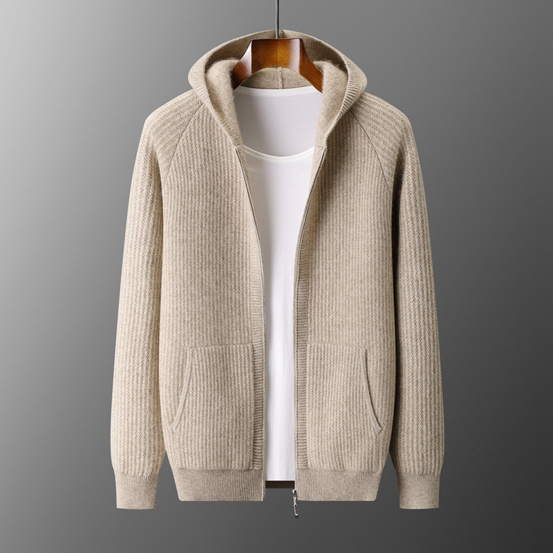 Men'S Fashion Zip Sweater - جديد الرجال سميكة قلنسوة بسحاب Cardigan100%