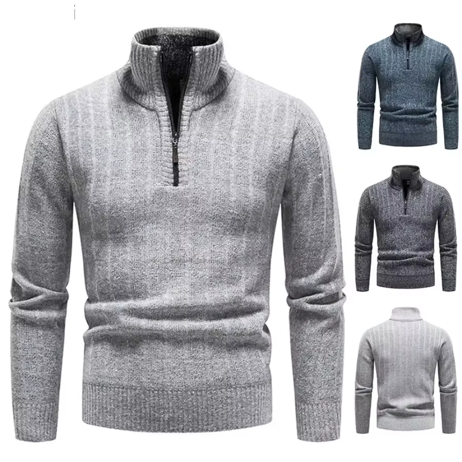 Men'S Fashion Zip Sweater - جديد: سترات رجالية دافئة وعصرية، بولوفرات