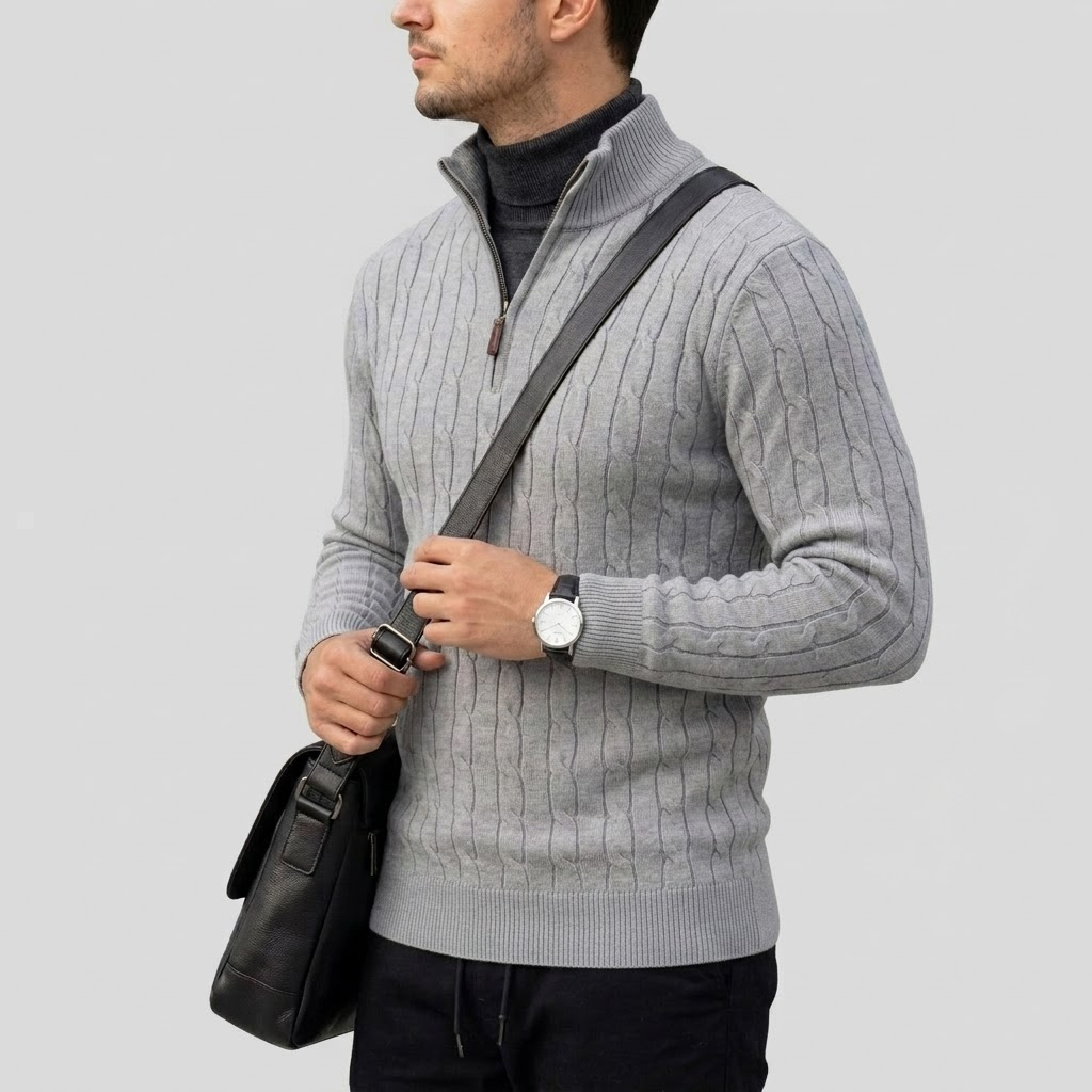 سترة بولو رجالية بأكمام طويلة  - مراجعة Men'S Fashion Zip Sweater وسعره
