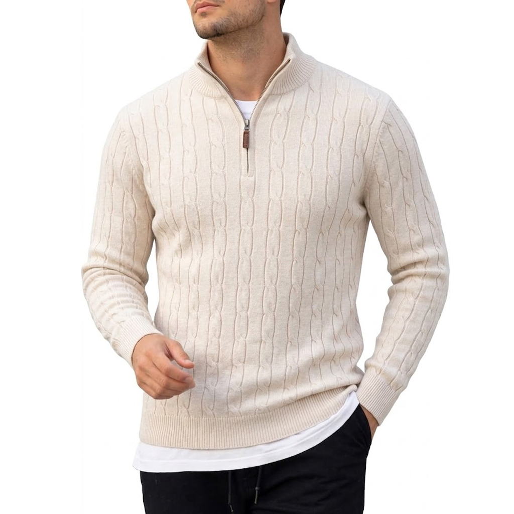 سترة بولو رجالية بأكمام طويلة  - مراجعة Men'S Fashion Zip Sweater وسعره