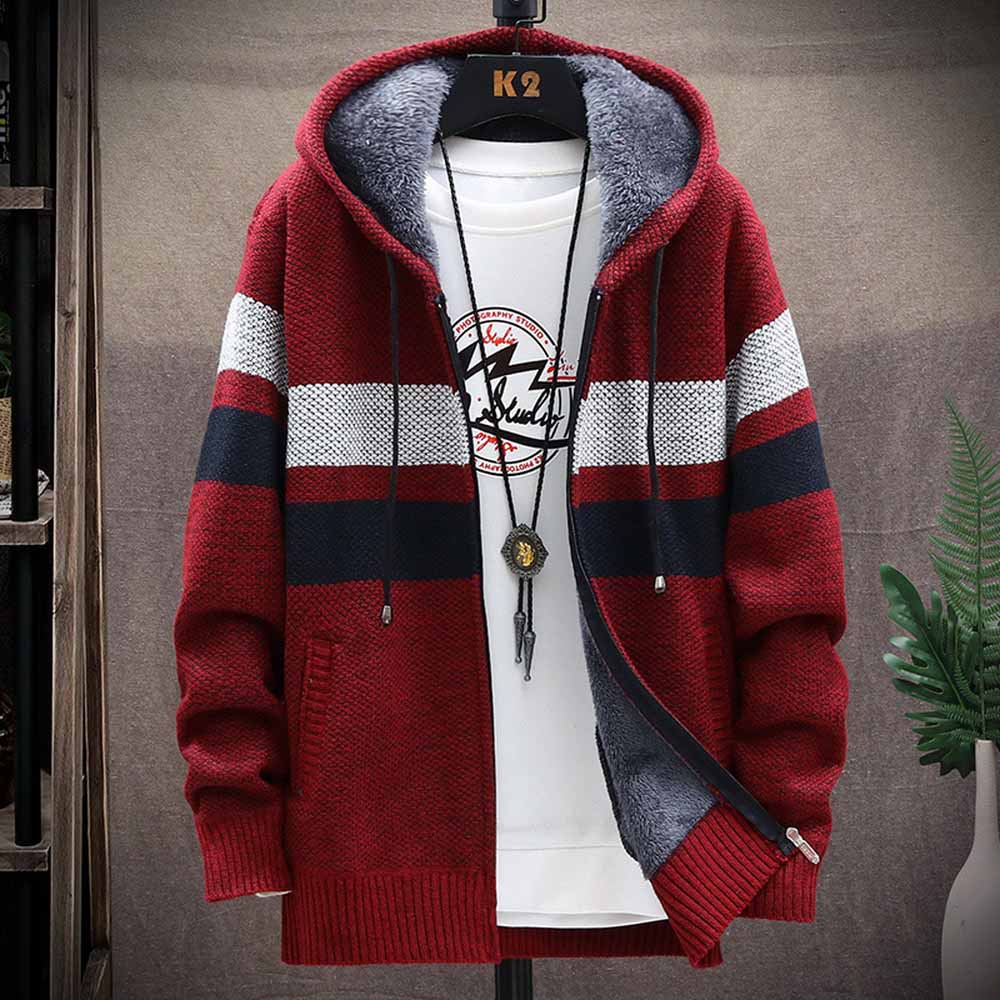 الرجال سترة مقلمة معطف سميكة ا - مراجعة Men'S Fashion Zip Sweater وسعره
