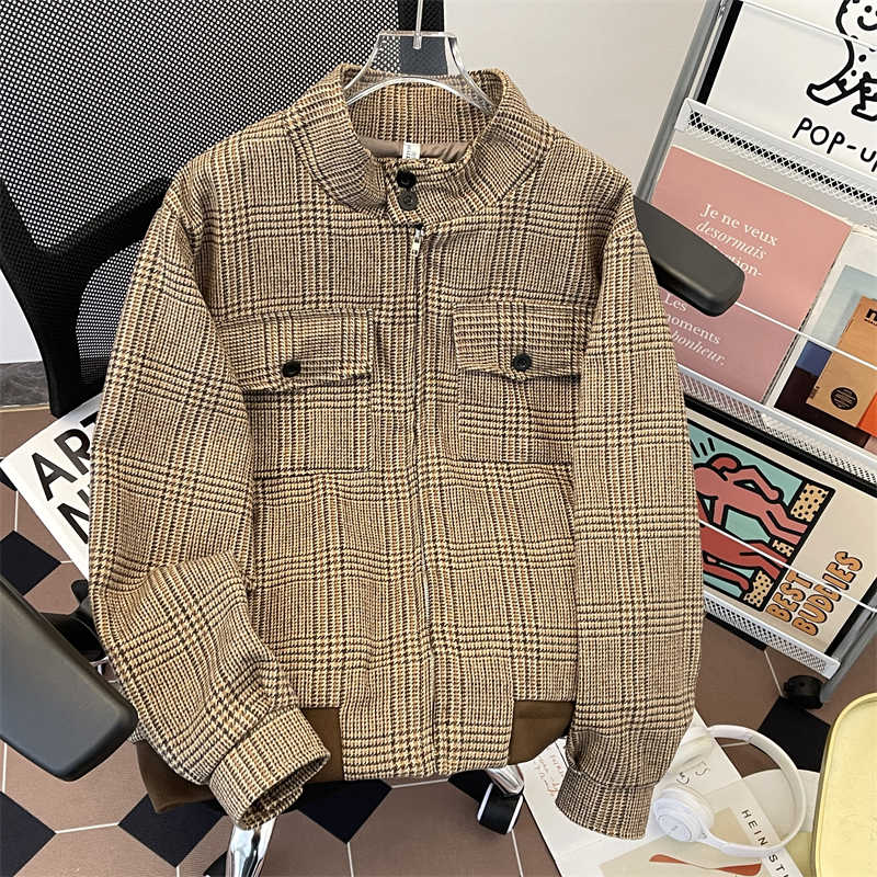 سترة نسائية بنية منقوشة للخريف - مراجعة Harrington Jacket وسعره