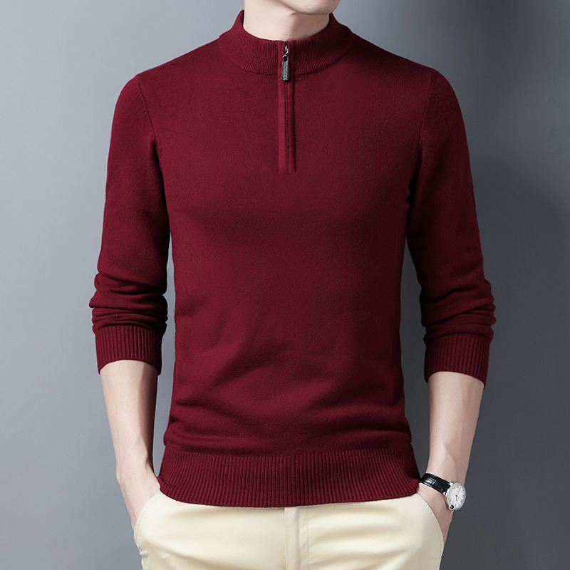 سترة رجالية محبوكة بسحاب نصفي  - مراجعة Men'S Fashion Zip Sweater وسعره