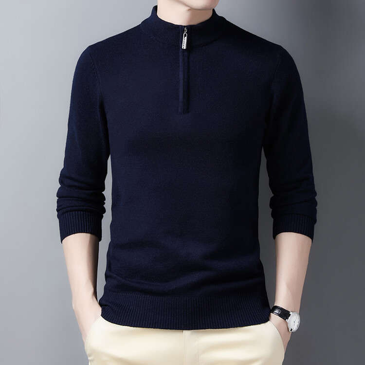 سترة رجالية محبوكة بسحاب نصفي  - مراجعة Men'S Fashion Zip Sweater وسعره