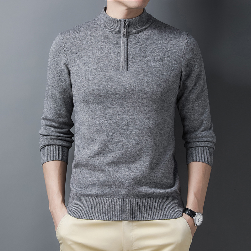 سترة رجالية محبوكة بسحاب نصفي  - مراجعة Men'S Fashion Zip Sweater وسعره