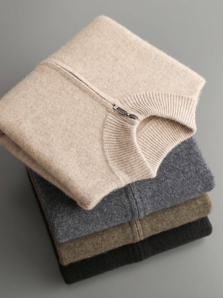 100% ميرينو الصوف الرجال تريكو - مراجعة Men'S Fashion Zip Sweater وسعره