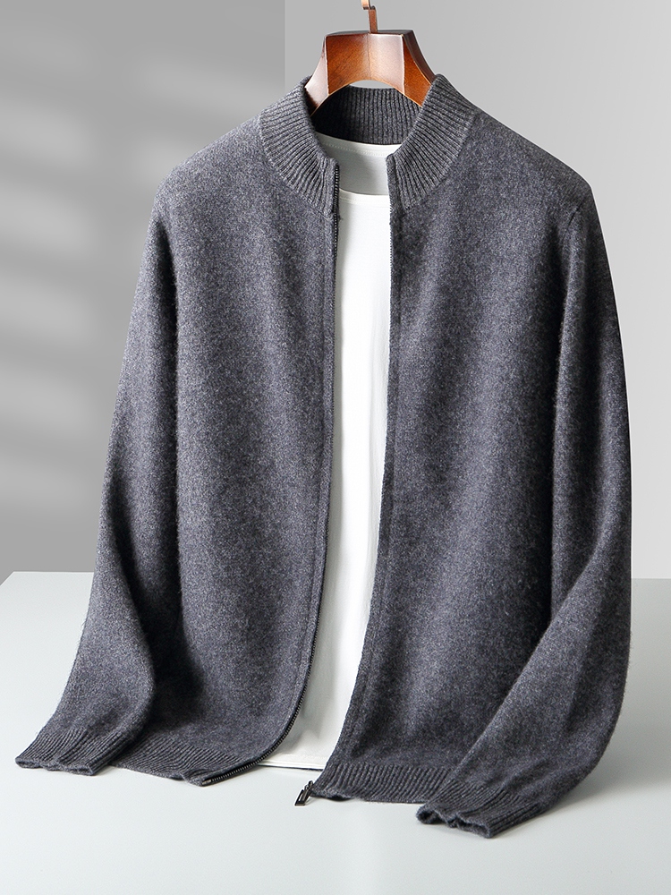 100% ميرينو الصوف الرجال تريكو - مراجعة Men'S Fashion Zip Sweater وسعره